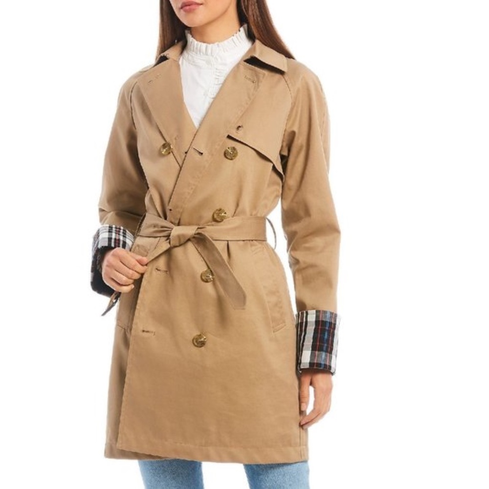 Court & Rowe Plaid Lined Double Breasted Trench Coat